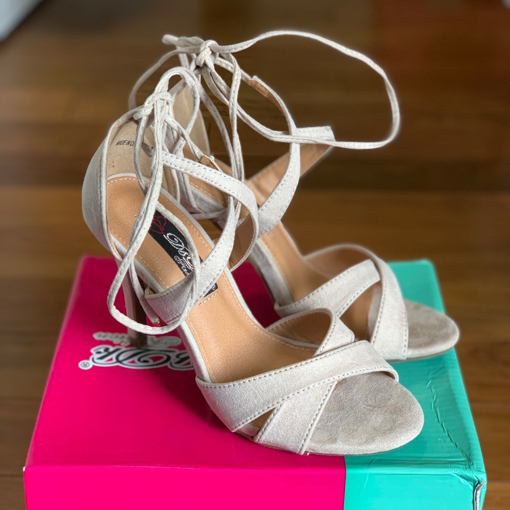 Lace up nude heels